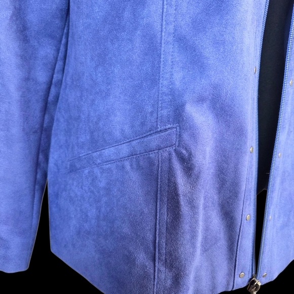 TanJay Women's Blue Bomber Suede Feel Jacket Size 16P - Picture 7 of 8